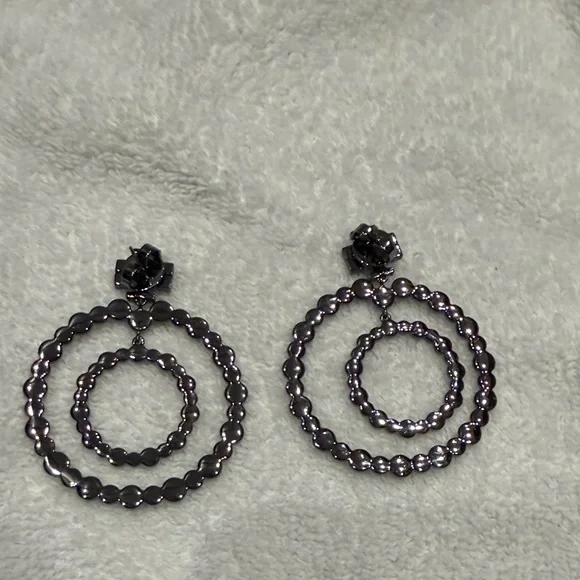 Tory Burch Silver Crystal Hoop Earrings - Picture 3 of 6